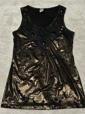 Embellished Trim Black Sleeveless Top